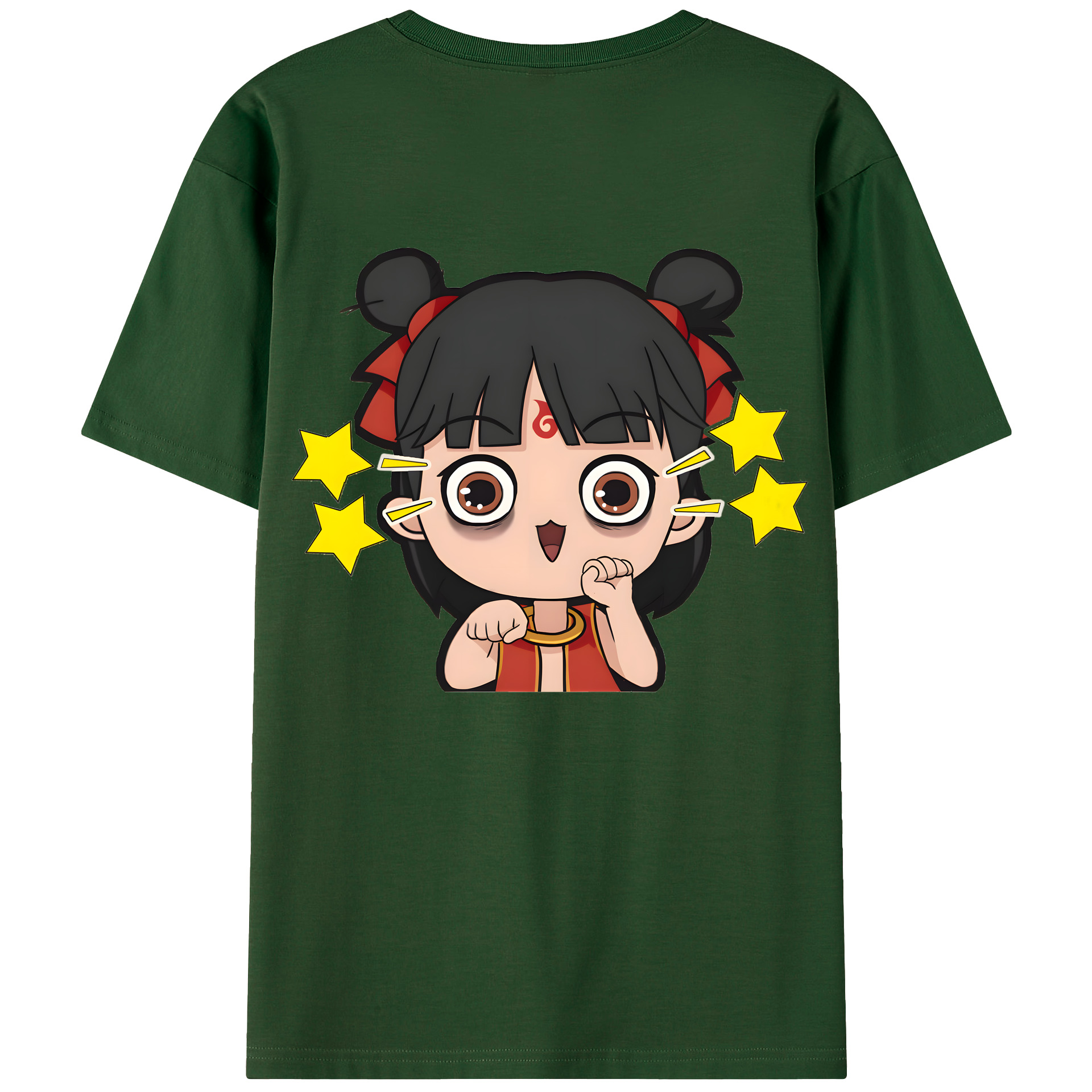 （画像用） Ne Zha 2 ナタ 魔童の大暴れ 綿100％半袖Tシャツ（背面プリント）